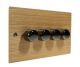 Solo Flat Plate Wood 4 Gang 2Way Push on/Push off LED Dimmer Switch in Oak with Black Nickel Knob