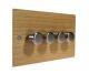 Solo Flat Plate Wood 4 Gang 2Way Push on/Push off  LED Dimmer Switch in  Oak with Satin Stainless knob