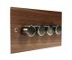 Walnut Flat Plate Wood 4 Gang 2Way Push on/Push off LED Dimmer Switch with Antique Brass knob