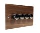 Walnut Flat Plate Wood 4 Gang 2Way Push on/Push off LED Dimmer Switch with Black Nickel Knob