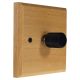 Wood 1 Gang 2Way Push on/Push off  LED Dimmer in Solid Beech with designer Retro Black Dimmer Cap