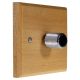 Wood 1 Gang 2Way Push on/Push off  LED Dimmer in Solid Beech with designer Retro Chrome Dimmer Cap