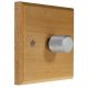 Wood 1 Gang 2Way Push on/Push off 400W/VA Dimmer Switch in Solid Beech with designer Retro Satin Silver Knob