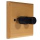 Wood 2 Gang 2Way Push on/Push off 2 x 400W/VA Dimmer Switch in Solid Beech with designer Retro Black Knob