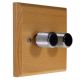 Wood 2 Gang 2Way Push on/Push off 2 x 400W/VA Dimmer Switch in Solid Beech with designer Retro Chrome Knob