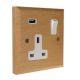 Scandic 1G USB Charging Socket in Beech with White insert.