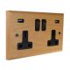 Scandic 2G USB Charging Socket in Beech with Black insert.