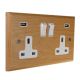 Scandic 2G USB Charging Socket in Beech with White insert.