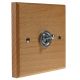 Period Wood 1G 2Way 10A Satin Chrome Toggle Switch in Beech with bevelled edge