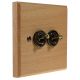 Period Wood 2G 2Way 10A Antique Brass Toggle Switch in Beech with bevelled edge