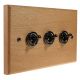 Period Wood 3G 2Way 10A Black Nickel Toggle Switch in Beech with bevelled edge