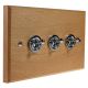 Period Wood 3G 2Way 10A Polished Chrome Toggle Switch in Beech with bevelled edge