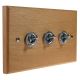 Period Wood 3G 2Way 10A Satin Chrome Toggle Switch in Beech with bevelled edge