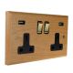 Scandic 2G USB Charging Socket in Beech with Brass Rocker and Black trim.