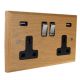 Scandic 2G USB Charging Socket in Beech with Polished Rocker and Black trim.