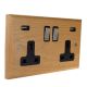 Scandic 2G USB Charging Socket in Beech with Satin Rocker and Black trim.