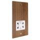 Walnut Flat Plate Wood 110/240 Dual Voltage Shaver Socket with White Insert