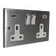 Accord Satin Stainless 2G Switched USB Socket A+C White Insert