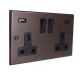 Accord Copper bronze 2G Switched USB Socket A+C Black Insert