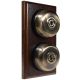 2 Gang 2 Way Period Asbury Vertical Dark Oak Wood - Smooth Dome Light Switch Black pattress