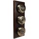 3 Gang 2 Way Period Asbury Vertical Dark Oak Wood - Smooth Dome Light Switch