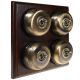 4 Gang 2 Way Period Asbury Dark Oak Wood - Smooth Dome Light Switch Black pattress