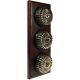 3 Gang 2 Way Period Asbury Vertical Dark Oak Wood - Fluted Dome Light Switch Black pattress