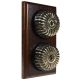 2 Gang 2 Way Period Asbury Vertical  Dark Oak Wood -  Antique Brass Fluted Dome Light Switch Black pattress