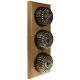 3 Gang 2 Way Period Asbury Vertical Light Oak Wood - Fluted Dome Light Switch Black pattress