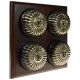 4 Gang 2 Way Period Asbury Dark Oak Wood - Fluted Dome Light Switch Black pattress