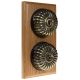 2 Gang 2 Way Period Asbury Vertical Light Oak Wood - Fluted Dome Light Switch Black pattress