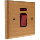 Scandic 45Amp Double Pole Cooker Switch with Neon on a Single Square Plate in Beech with Bevelled Edge