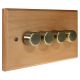 Scandic 4 Gang 2 Way Push on/Push off 4 x 250W/VA Dimmer Switch in Beech with Bevelled Edge