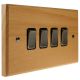 Scandic 4Gang 2Way 10Amp Rocker Switch in Beech with Bevelled Edge