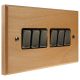 Scandic 6Gang 2Way 10Amp Rocker Switch in Beech with Bevelled Edge