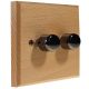 Scandic 2Gang 2Way Push on/Push off 2 x 400W/VA Dimmer Switch in Beech with Bevelled Edge