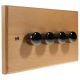 Scandic 4Gang 2Way Push on/Push off 4 x  LED Dimmer Switch in Beech with Bevelled Edge