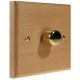 Scandic 1Gang 2Way Push on/Push off 400W/VA Dimmer Switch in Beech with Bevelled edge