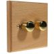 Scandic 2Gang 2Way Push on/Push off 2 x LED Dimmer Switch in Beech with Bevelled Edge