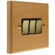 Scandic 3Gang 2Way 10Amp Rocker Switch in Beech with Bevelled Edge