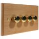 Scandic 4Gang 2Way Push on/Push off 4 x LED Dimmer Switch in Beech with Bevelled Edge