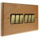 Scandic 6Gang 2Way 10Amp Rocker Switch in Beech with Bevelled Edge