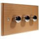 Scandic 3Gang 2Way Push on/Push off 3 x 250W/VA Dimmer Switch in Beech with Bevelled Edge