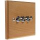 Scandic 3Gang 2Way 10Amp Polished Stainless Toggle Switch in Beech with Bevelled Edge