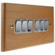 Scandic 6Gang 2Way 10Amp Rocker Switch in Beech with Bevelled Edge