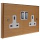 Scandic 2Gang 13Amp Switched Socket in Beech with Bevelled Edge