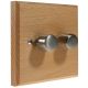 Scandic 2Gang 2Way Push on/Push off 2 x 250W/VA Dimmer Switch in Beech with Bevelled Edge