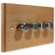 Scandic 4Gang 2Way Push on/Push off 4 x 250W/VA Dimmer Switch in Beech with Bevelled Edge