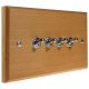 Scandic 4Gang 2Way 10Amp Satin Stainless Toggle Switch in Beech with Bevelled Edge