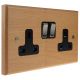 Scandic 2Gang 13Amp Switched Socket in Beech with Bevelled Edge